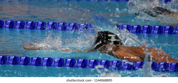 Budapest, Hungary - Jul 25, 2017. Competitive swimmer GYURTA Gergely (HUN) swimming 800m freestyle. FINA Swimming World Championship Preliminary Heats in Duna Arena.