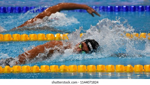 Budapest, Hungary - Jul 25, 2017. Competitive swimmer PALTRINIERI Gregorio (ITA) swimming 800m freestyle. FINA Swimming World Championship Preliminary Heats in Duna Arena.