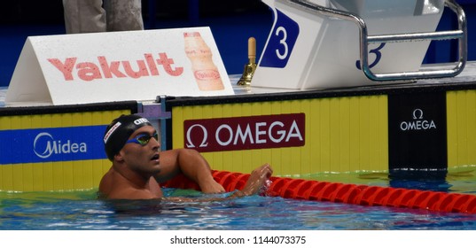 Budapest, Hungary - Jul 25, 2017. Competitive swimmer DETTI Gabriele  (ITA) swimming 800m freestyle. FINA Swimming World Championship Preliminary Heats in Duna Arena.