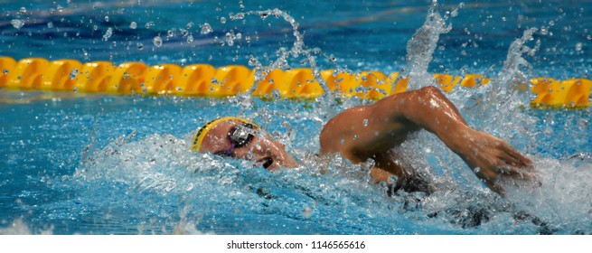 Budapest, Hungary - Jul 26, 2017. Competitive swimmer MCKEON Emma (AUS) in the 200m Freestyle Final. FINA Swimming World Championship was held in Duna Arena.