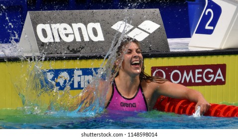 Budapest, Hungary - Jul 26, 2017. Competitive swimmer SZILAGYI Liliana (HUN) in the 200m butterfly Semifinal. FINA Swimming World Championship was held in Duna Arena.