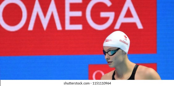 Budapest, Hungary - Jul 27, 2017. Competitive swimmer OLEKSIAK Penny (CAN) in the 100m Freestyle Semifinal. FINA Swimming World Championship was held in Duna Arena.