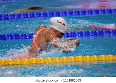 Budapest, Hungary - Jul 27, 2017. Competitive swimmer SMITH Kierra (CAN) in the 200m Breaststroke Semifinal. FINA Swimming World Championship was held in Duna Arena.