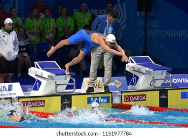 Budapest, Hungary - Jul 27, 2017. JAKABOS Zsuzsanna (HUN) in the Women 4x200m Freestyle Final. FINA Swimming World Championship was held in Duna Arena.