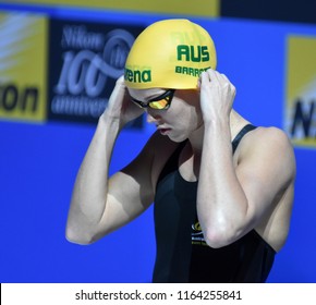 Budapest, Hungary - Jul 28, 2017. Competitive swimmer BARRATT Holly (AUS) in the 50m Butterfly SemiFinal. FINA Swimming World Championship was held in Duna Arena.
