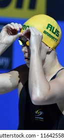Budapest, Hungary - Jul 28, 2017. Competitive swimmer BARRATT Holly (AUS) in the 50m Butterfly SemiFinal. FINA Swimming World Championship was held in Duna Arena.