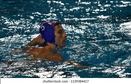 Budapest, Hungary - Jul 29, 2017.  JOKOVIC Maro (CRO) playing against Hungary in the Final. FINA Waterpolo World Championship was held in Alfred Hajos Swimming Centre in 2017.