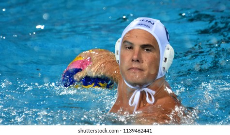 Budapest, Hungary - Jul 29, 2017.  HOSNYANSZKY Norbert (HUN) playing against Croatia in the Final. FINA Waterpolo World Championship was held in Alfred Hajos Swimming Centre in 2017.
