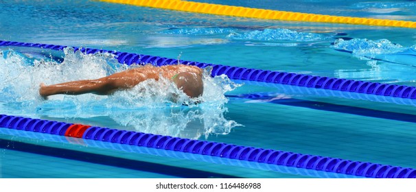 Budapest, Hungary - Jul 29, 2017. Competitive swimmer CSEH Laszlo (HUN) in the 100m Butterfly Final. FINA Swimming World Championship was held in Duna Arena.
