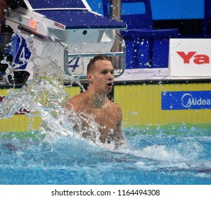 Budapest, Hungary - Jul 29, 2017. Competitive swimmer DRESSEL Caeleb Remel (USA) in the 100m Butterfly Final. FINA Swimming World Championship was held in Duna Arena.
