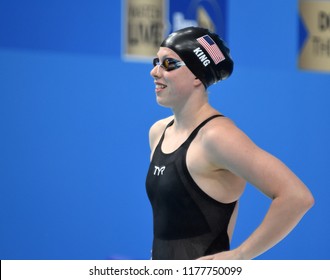Budapest, Hungary - Jul 30, 2017. Competitive swimmer KING Lilly (USA) in the 50m Breaststroke Final. FINA Swimming World Championship was held in Duna Arena.