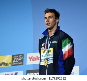 Budapest, Hungary - Jul 30, 2017. Gold medalist PALTRINIERI Gregorio (ITA) at the Victory Ceremony of the Men 1500m Freestyle. FINA Swimming World Championship.