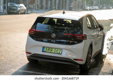 Budapest, Hungary - July 2021:VOLKSWAGEN ID.3 COMPACT Electric Car In The Urban Space Budapest