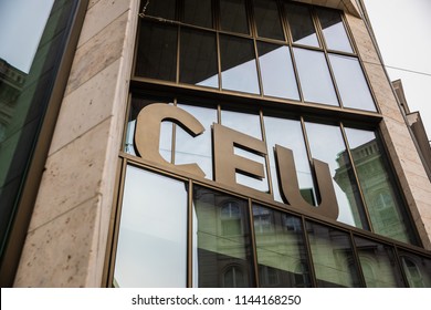 BUDAPEST, HUNGARY - JULY 27, 2018: Central European University Building Or CEU In Budapest On 27 July 2018