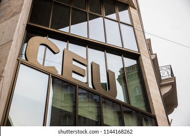 BUDAPEST, HUNGARY - JULY 27, 2018: Central European University Building Or CEU In Budapest On 27 July 2018