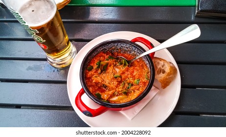 Budapest, Hungary - July 9, 2016: Goulash And Beer