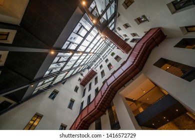 Budapest, Hungary - June 1, 2019: Interior Of CEU (Central European University) Main Building In Budapest.