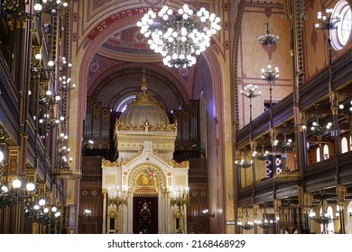 Budapest, Hungary - June 10, 2022: Interior Of Dohány Street Synagogue In Budapest                           