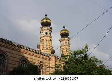 Budapest, Hungary - June 10, 2022: The Dohány Street Synagogue In Budapest At Sunshine, Largest Synagogue In Europe                             