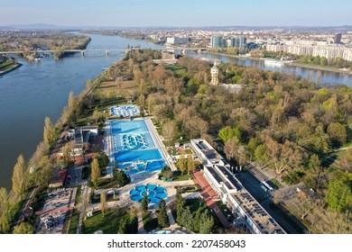 BUDAPEST, HUNGARY - JUNE 14, 2022 The Hajós Alfréd National Sports Pool (Budapest, Margit Island) Is A Sports Facility Consisting Of An Indoor Swimming Pool And Several Outdoor Pools.