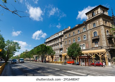 Budapest, Hungary, June 15 2015: View of Andrassy Avenue  in the city at summer time