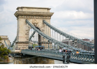 Budapest, Hungary - June 20, 2019: View To The Széchenyi Chain Bridge