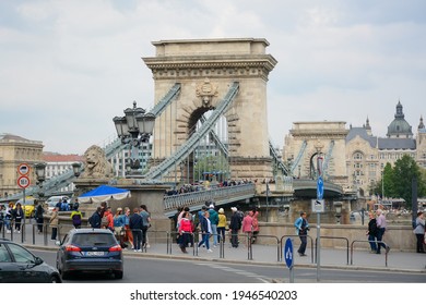 Budapest, Hungary - June 20, 2019: View To The Széchenyi Chain Bridge