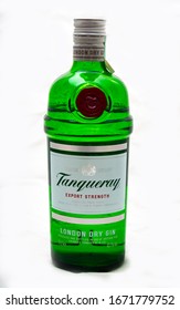 Budapest, Hungary - March 13 2020. Bottle Of Tanqueray Gin.