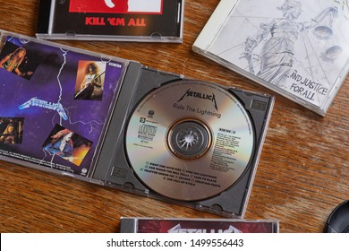 BUDAPEST, HUNGARY - MARCH 21, 2018: Metallica Ride The Lightning CD Release, One Of The Most Classic Metal Albums From The 80s, In Collection With Other Albums