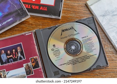 BUDAPEST, HUNGARY - MARCH 21, 2018: Metallica Master Of Puppets CD Release, One Of The Most Classic Metal Albums From The 80s, In Collection With Other Albums