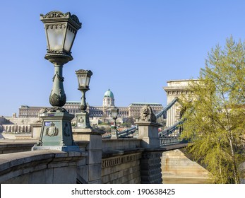 Budapest, Hungary, March 22, 2014 . View of the Chain Bridge over the Danube