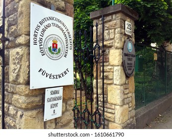 BUDAPEST, HUNGARY - MAY 11, 2019:  Entrance Of The Eotvos Lorand University Botanic Garden, The Oldest Botanical Garden In Hungary.