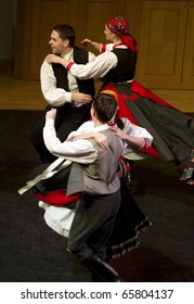 BUDAPEST, HUNGARY - NOVEMBER 19: ELTE University Hungarian Folk Dance Group On The Stage Of ELTE University On November 19, 2010 In Budapest, Hungary.