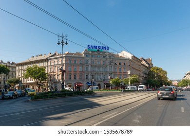 Budapest, Hungary - October 01, 2019: Andrassy Avenue (Hungarian: Andrássy út) Is A Boulevard In Budapest, Hungary, Dating Back To 1872. Budapest Streets.