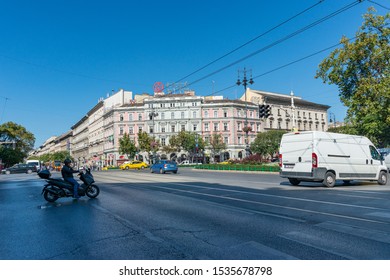 Budapest, Hungary - October 01, 2019: Andrassy Avenue (Hungarian: Andrássy út) Is A Boulevard In Budapest, Hungary, Dating Back To 1872. Budapest Streets.