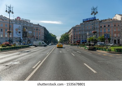 Budapest, Hungary - October 01, 2019: Andrassy Avenue (Hungarian: Andrássy út) Is A Boulevard In Budapest, Hungary, Dating Back To 1872. Budapest Streets.