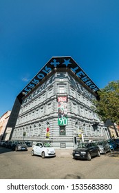 Budapest, Hungary - October 01, 2019: House Of Terror Is A Museum Located At Andrássy út 60 In Budapest, Hungary. It Contains Exhibits Related To The Fascist And Communist Regimes In 20th-century.