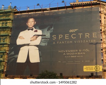 Budapest / Hungary - October 4, 2015: 007 Spectre Movie Poster In Budapest.