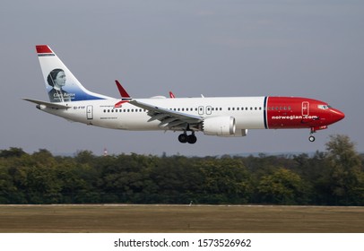 Budapest / Hungary - October 7, 2018: Norwegian Air Shuttle Boeing 737 MAX 8 EI-FYF Passenger Plane Arrival And Landing At Budapest Airport
