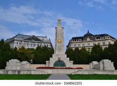 Budapest/ Hungary - September 28, 2017: Red Army Monument In Freedom Square (Szabadság Tér);  5th District 