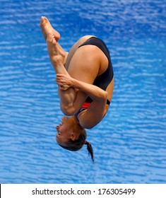 BUDAPEST, HUNGARY-AUGUST 05, 2006: Italian Tania Cagnotto Competes During A Female Diving Race Of The European Swimming Championship In Budapest.