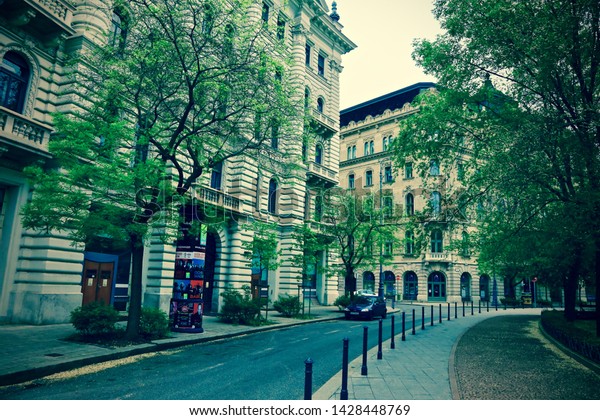 Budapest, Hungary-May 4, 2015: Budapest streets\
in the morning.
