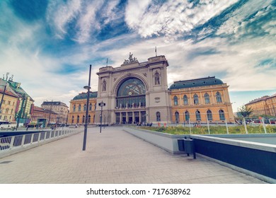 Budapest Keleti Railway Station on the morning with dramatic sky