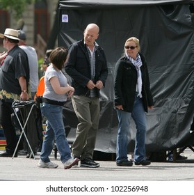 BUDAPEST - MAY 8: Actor Bruce Willis Arrives On The Set Of Die Hard 5: A Good Day To Die Hard In Budapest, Hungary. On Tuesday, May 8, 2012.