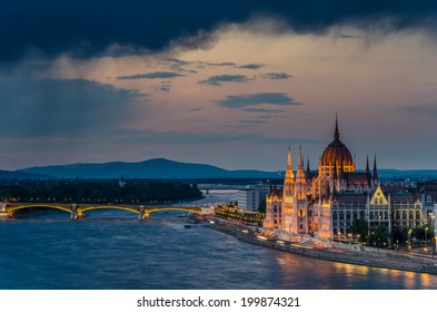 Budapest Parliament Building At Twilight