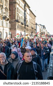 Budapest, Pest  Hungary - 03 13 2022: Political Opposition Movement, Marching For Change Of Regime