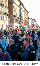 Budapest, Pest  Hungary - 03 13 2022: Political Opposition Movement, Marching For Change Of Regime