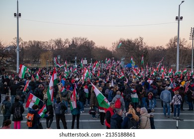 Budapest, Pest  Hungary - 03 13 2022: Political Opposition Movement, Marching For Change Of Regime