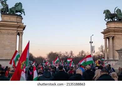 Budapest, Pest  Hungary - 03 13 2022: Political Opposition Movement, Marching For Change Of Regime