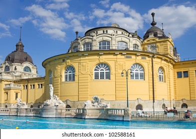 Budapest Szechenyi Bath Spa In Summer With People